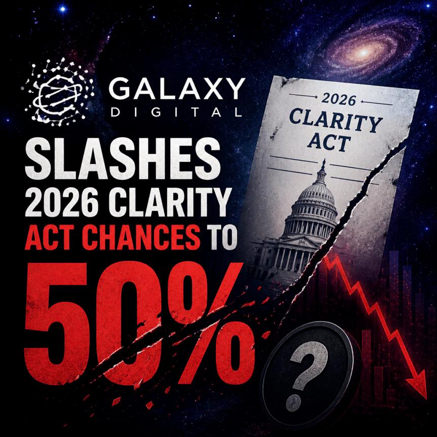 Galaxy Digital将2026年《CLARITY法案》通过概率下调至50%