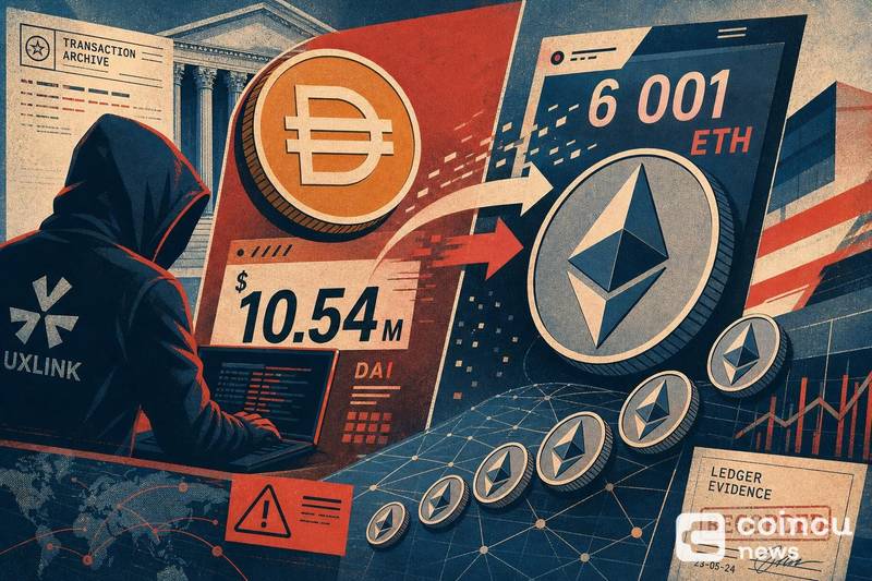 UXLINK黑客将1054万美元DAI兑换为6001枚ETH