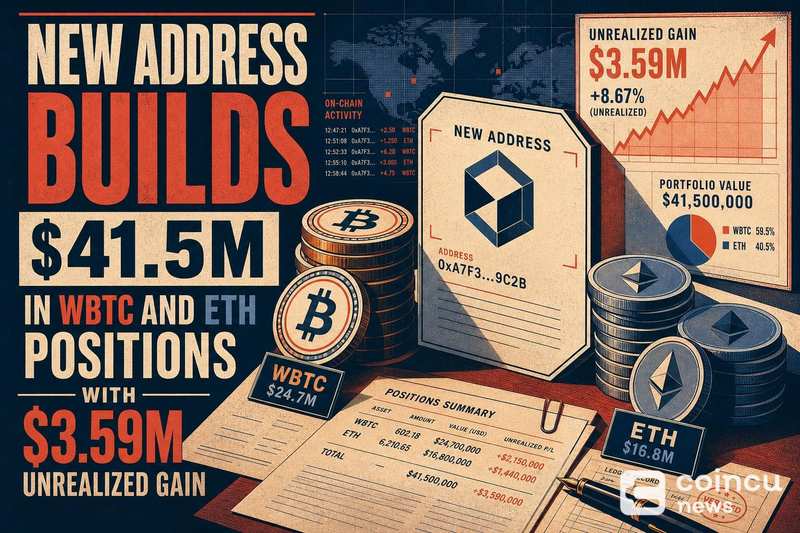 新地址斥资4150万美元建仓WBTC和ETH，浮盈359万美元