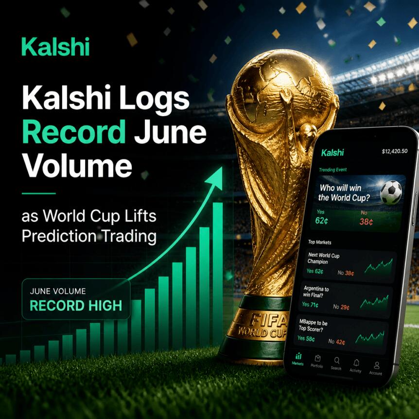 得益于世界杯提振预测交易,Kalshi六月交易量创纪录