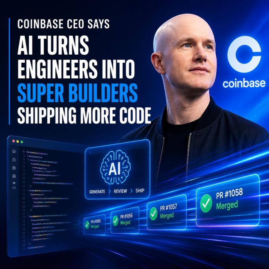 Coinbase CEO：AI让工程师成为超级构建者，输出更多代码