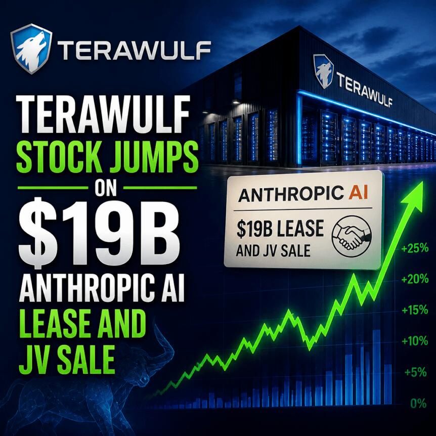 TeraWulf shares soar as Anthropic AI reaches a $19 billion lease and joint venture sale agreement