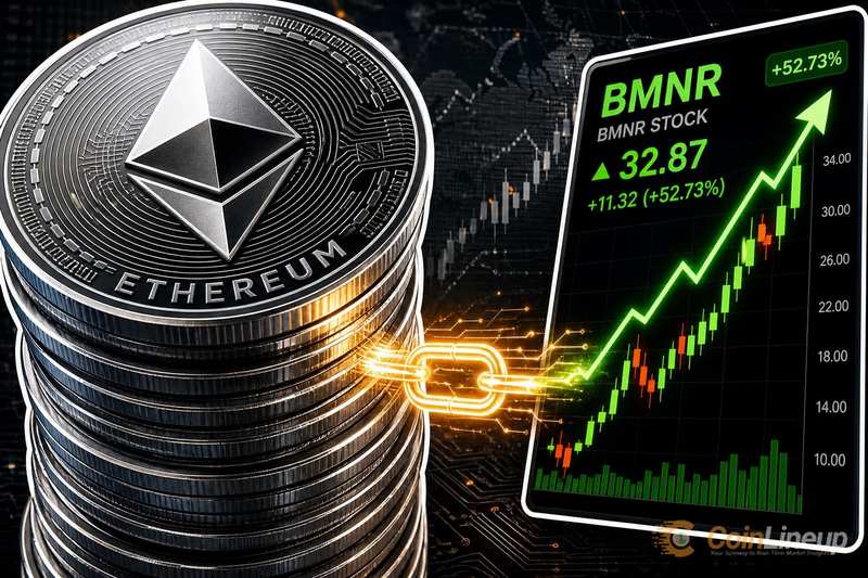 Bitmine国库新增42,197枚ETH，BMNR股价随之上涨