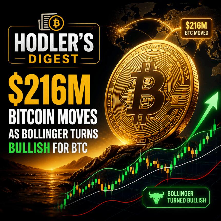 Hodler文摘：布林带转多，2.16亿美元比特币异动