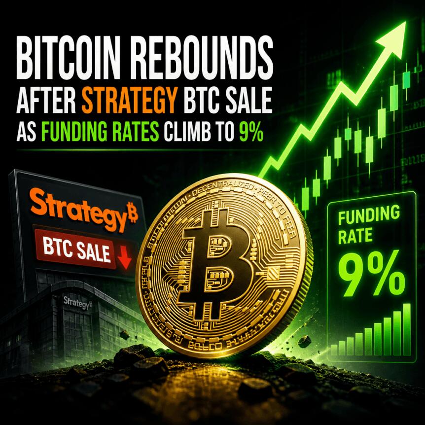 比特币在Strategy出售BTC后反弹,资金费率升至9%