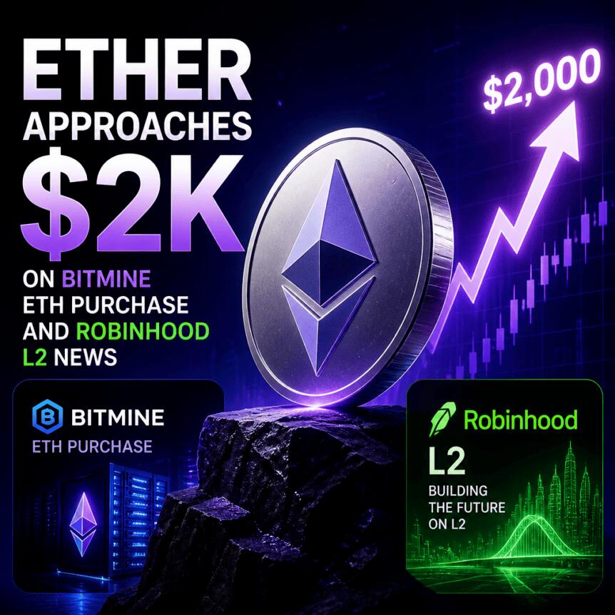 Bitmine buys ETH and Robinhood announces L2 news, Ethereum approaches US$2,000