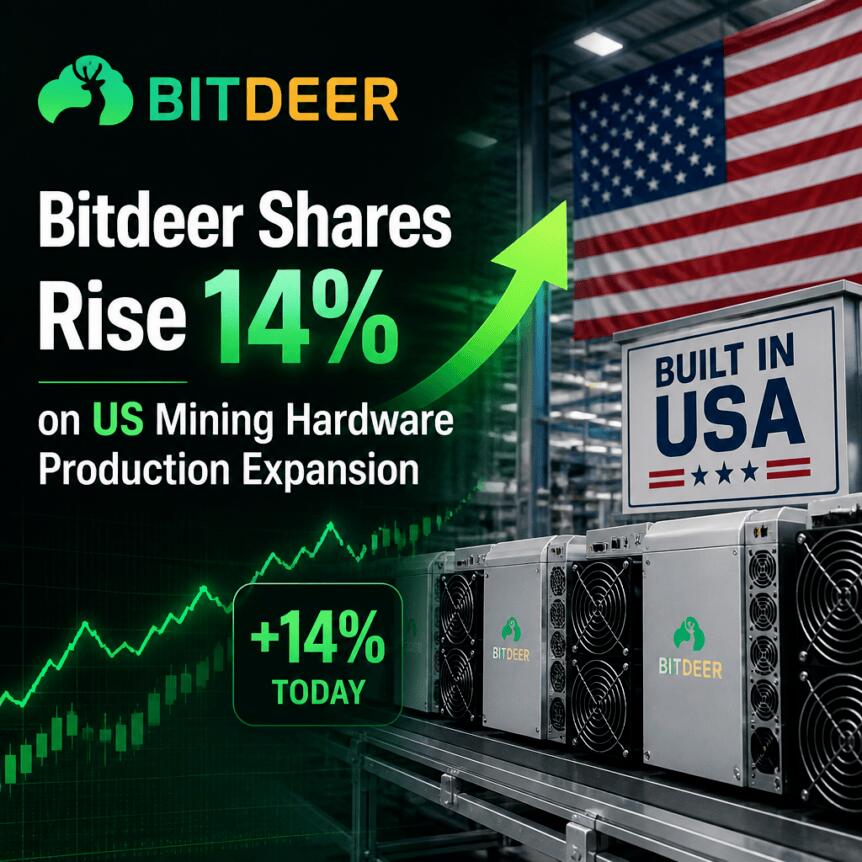 比特鹿股价因美国挖矿硬件生产扩张上涨14%