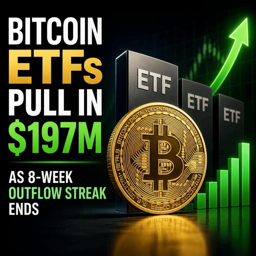 比特币ETF净流入1.97亿美元，终结连续八周资金流出