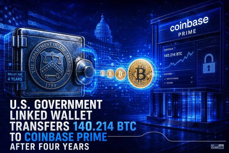 四年后，美国政府关联钱包向Coinbase Prime转移140.214枚BTC