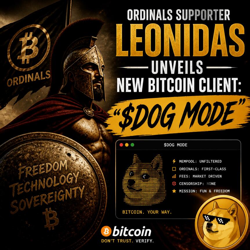 Ordinals supporter Leonidas launches new Bitcoin client: "$DOG model"