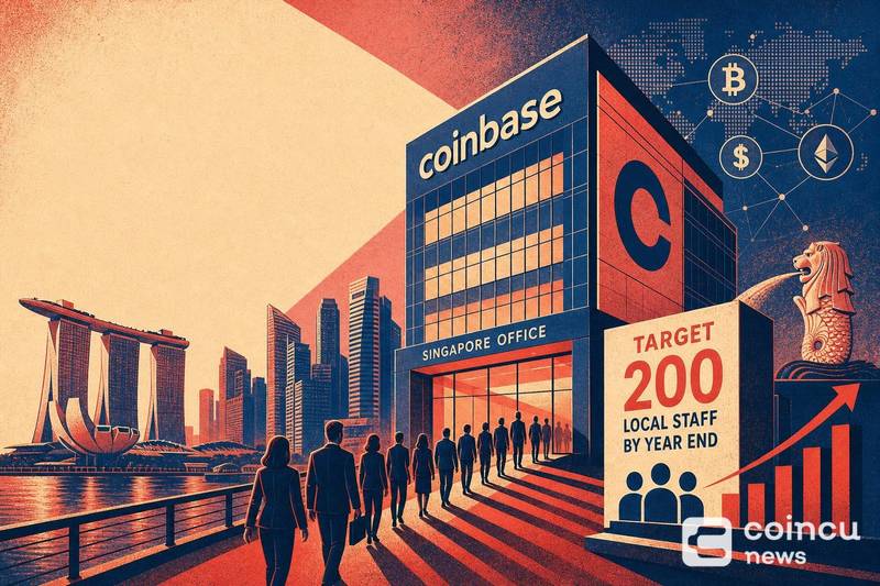 Coinbase新加坡办事处开业，目标年底前招聘200名本地员工