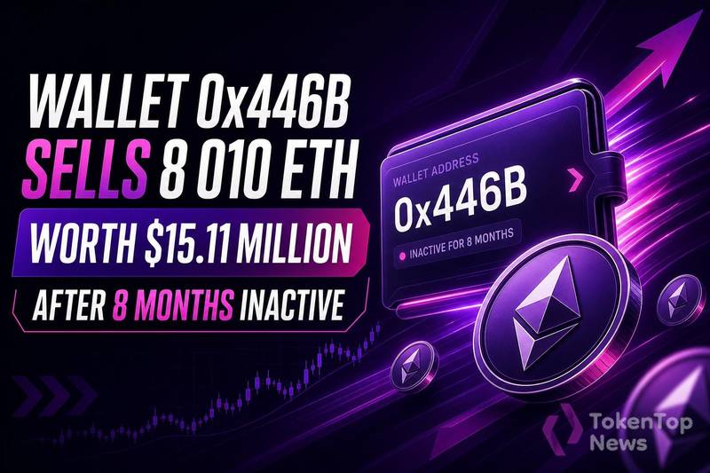 钱包0x446B在沉寂8个月后卖出8010枚ETH，价值1511万美元