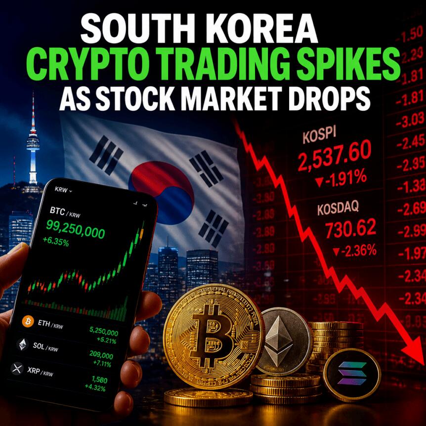 韩国股市下跌,加密货币交易量激增