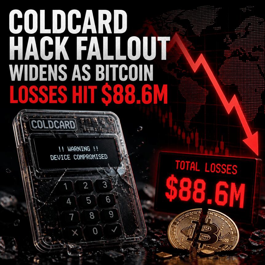 Coldcard hacking incident expands, with Bitcoin losses reaching US$88.6 million