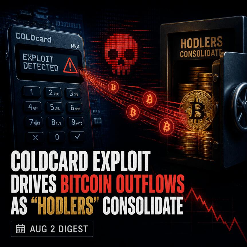 Coldcard vulnerability triggers bitcoin outflows, currency holders consolidate their positions-Augus