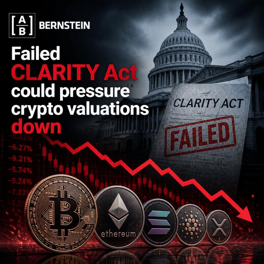 Bernstein: CLARITY bill failed to pass, or put downward pressure on cryptocurrency valuations