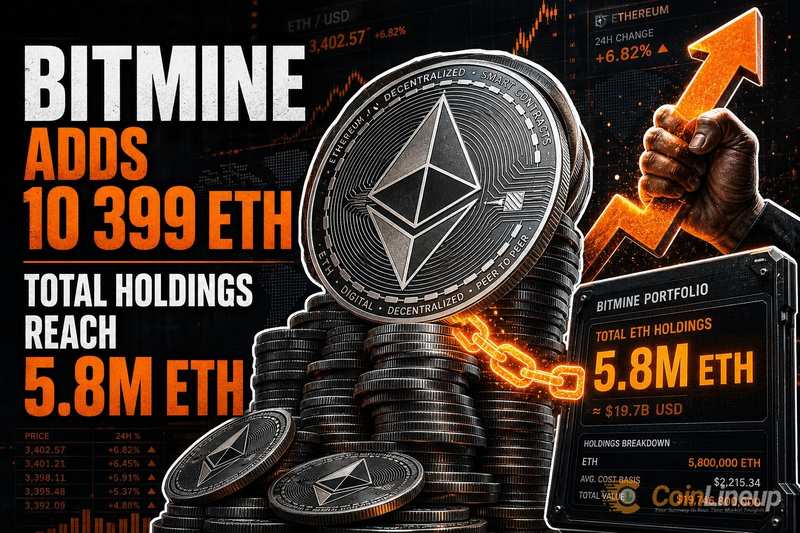Bitmine increased its holdings by 10,399 ETH, bringing its total holdings to 5.8 million ETH