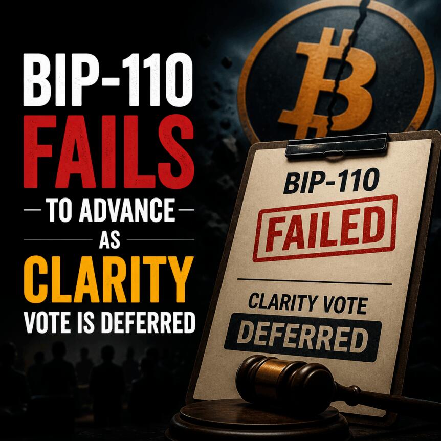 BIP-110因CLARITY投票延期而未能推进