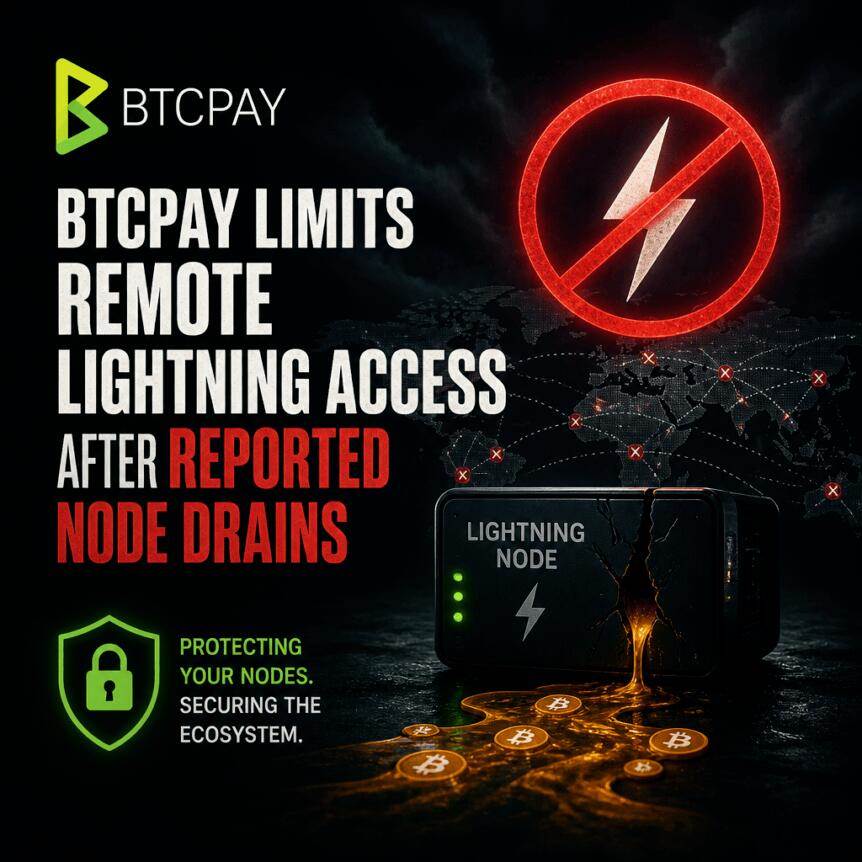 BTCPay限制远程闪电访问，因节点耗尽报告