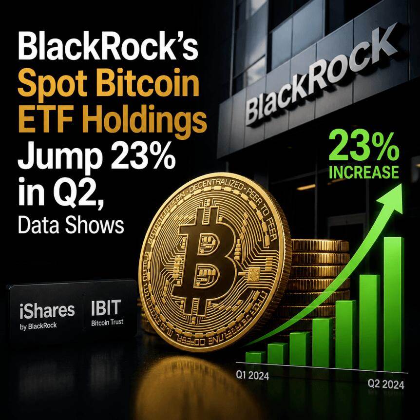 数据显示贝莱德现货比特币ETF二季度持仓激增23%