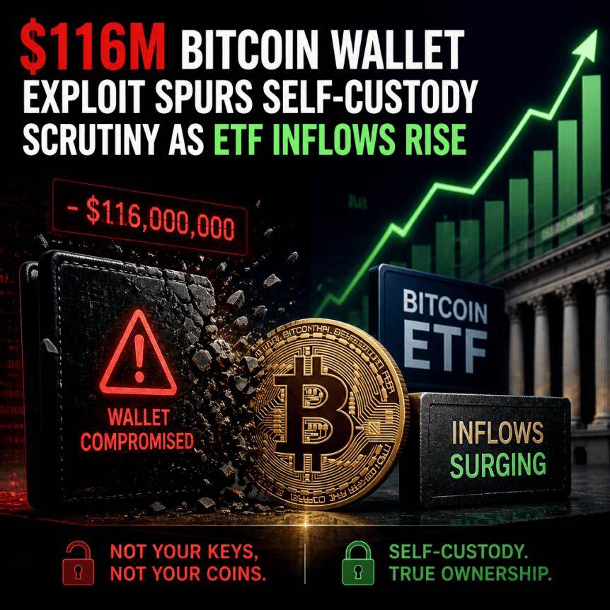 1.16亿美元比特币钱包漏洞引发自我托管审视，ETF资金流入持续攀升