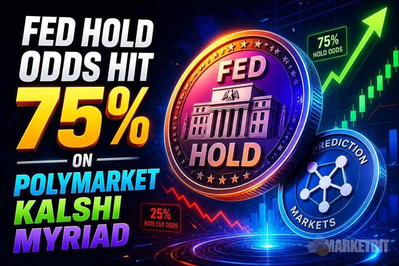 美联储维持利率不变概率在Polymarket、Kalshi、Myriad三平台升至75%