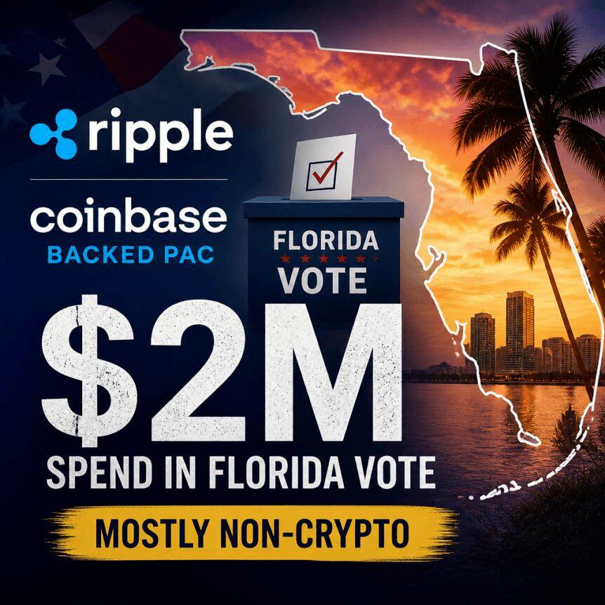 Ripple and Coinbase-backed PAC invested $2 million in Florida vote, mainly in non-crypto areas