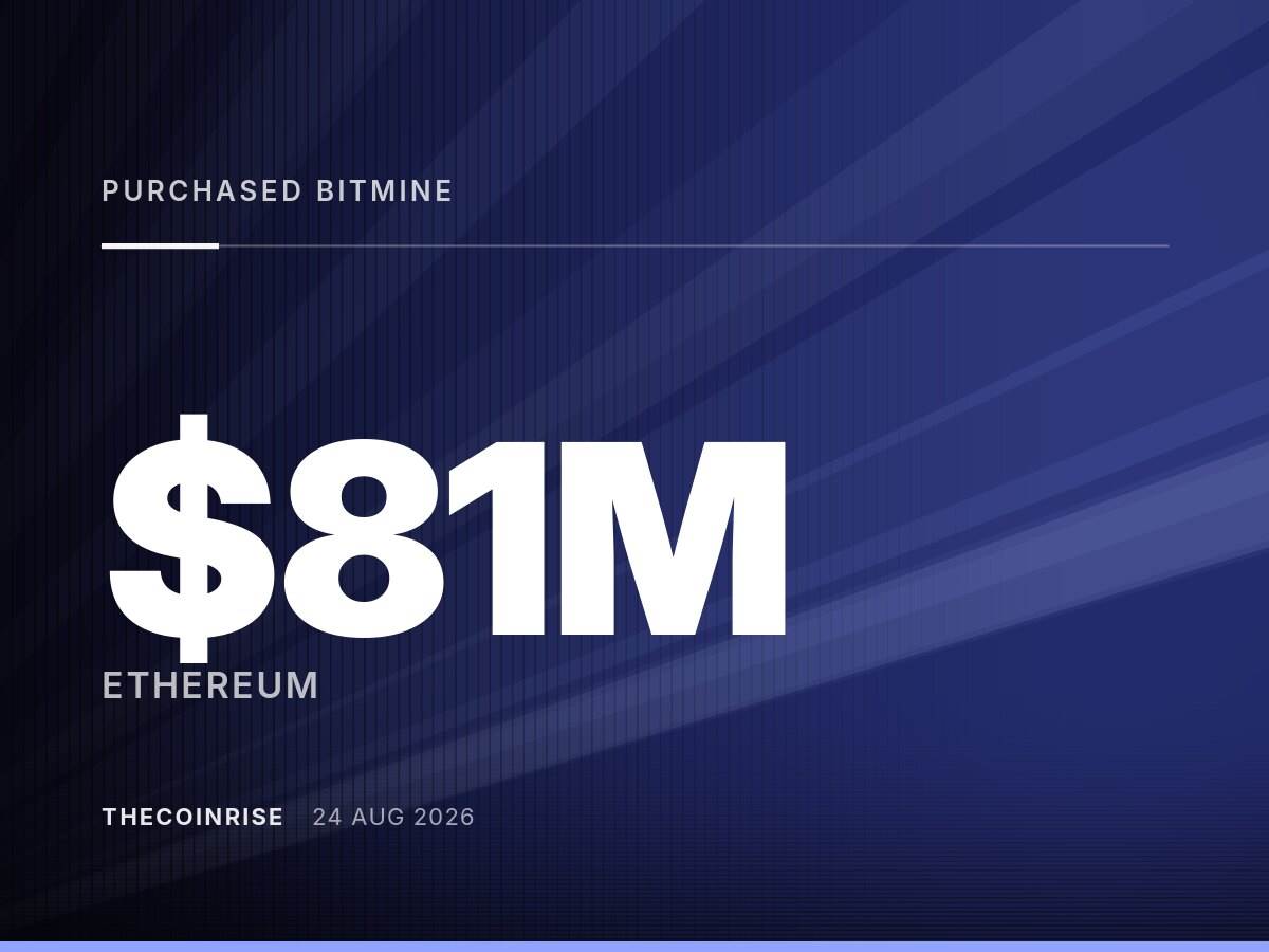 Bitmine购入8100万美元ETH,创7月以来最大单周购买量
