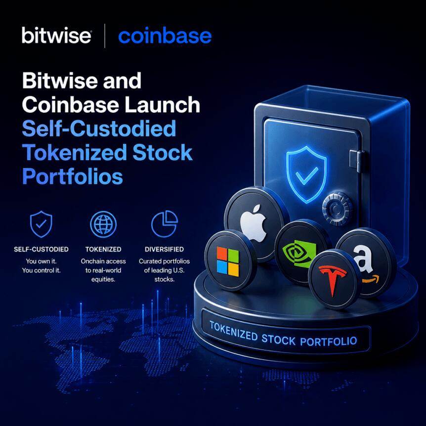Bitwise与Coinbase联合推出自托管代币化股票投资组合