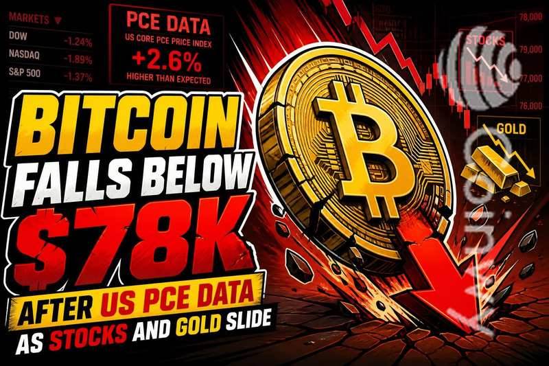 美国PCE数据公布后比特币跌破7.8万美元，美股黄金同步下跌