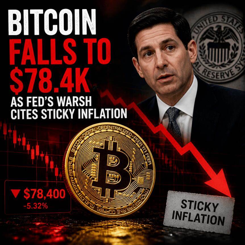 美联储沃什提及通胀粘性，比特币跌至7.84万美元