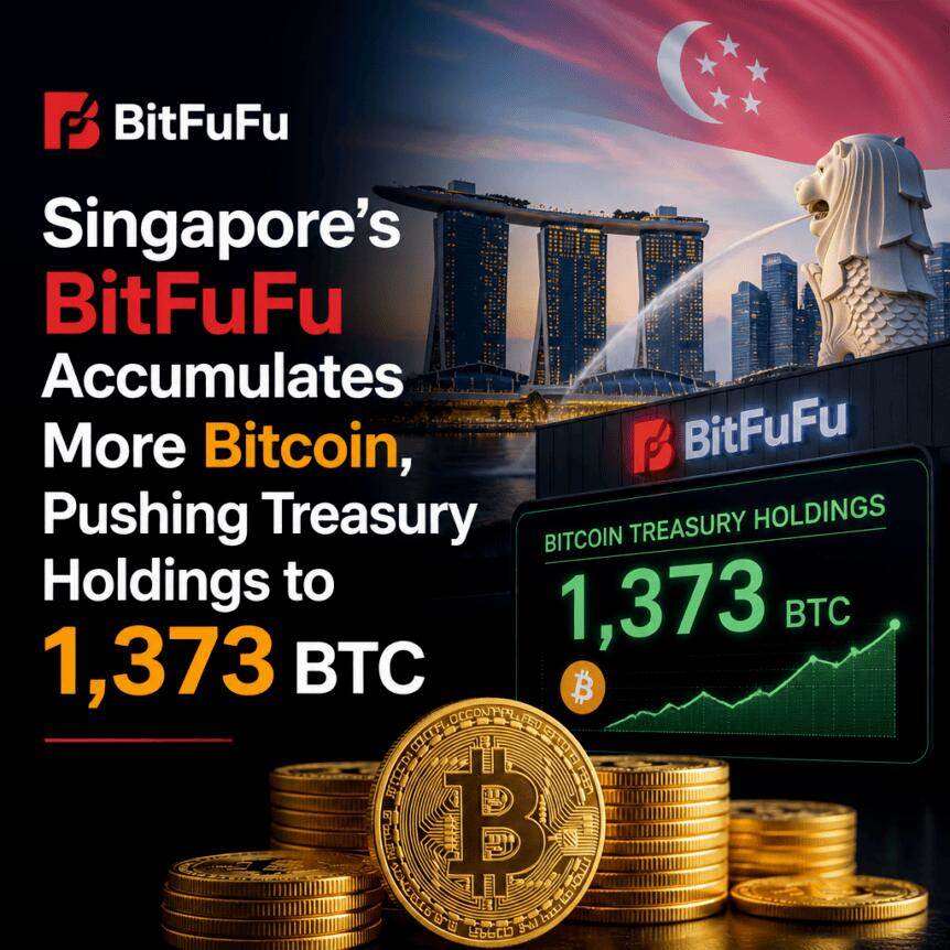 新加坡BitFuFu增持比特币，推动国库持仓达1,373枚