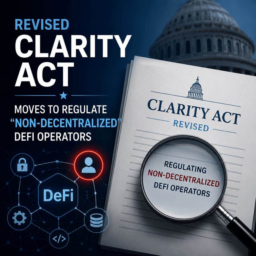 修订版《CLARITY法案》推进对“非去中心化”DeFi运营商的监管