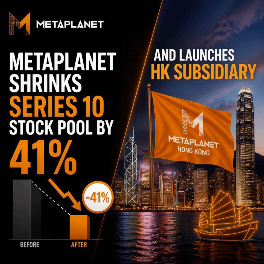 Metaplanet shrinks its Series 10 stock pool by 41% and launches Hong Kong subsidiary