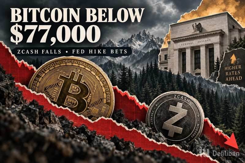 Bitcoin fell below $77,000, Zcash fell, Fed interest rate hike expectations put pressure on