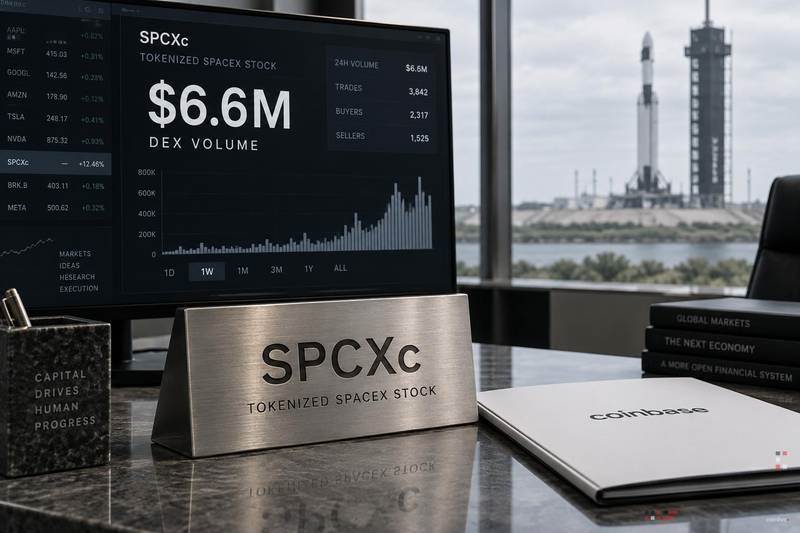 Coinbase SPCXc tokenized SpaceX stock trading volume reaches $6.6 million