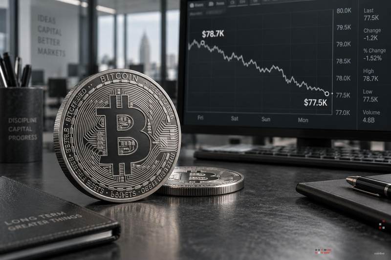 Bitcoin fell back to around $77,500 after holding near $78,700 on Friday