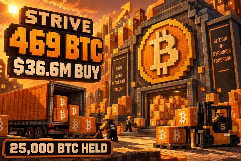 Strive spent US$36.6 million to buy 469 BTC units, bringing total holdings to 25,000 units