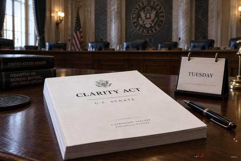 The Senate will vote on the CLARITY Act for the first time on Tuesday