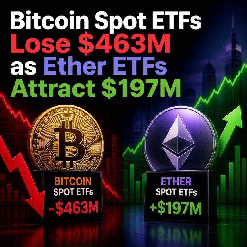 Bitcoin spot ETF sold off for $463 million, Ethereum ETF attracted $197 million