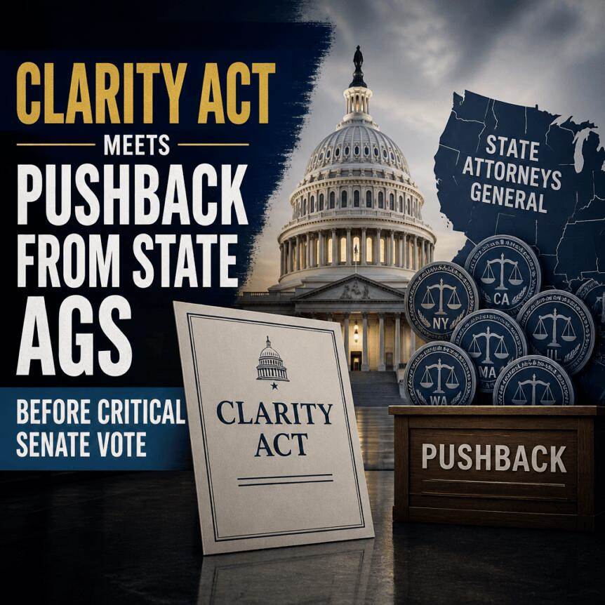 The Clarity Act faces opposition from state attorneys general ahead of key Senate vote
