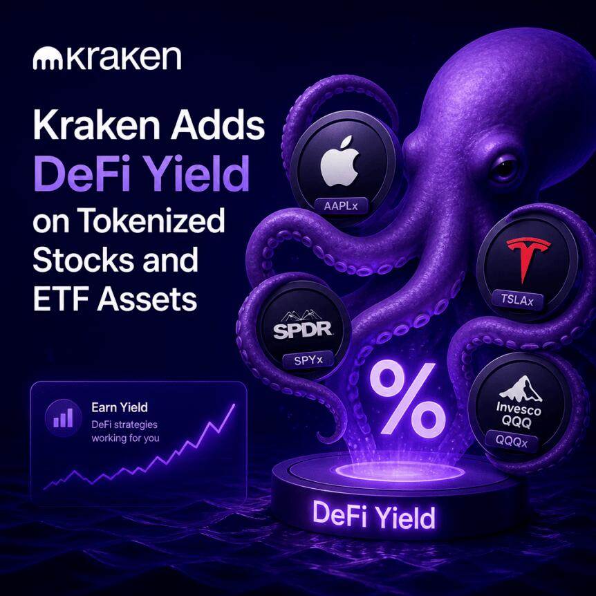 Kraken adds DeFi revenue to tokenized stocks and ETF assets