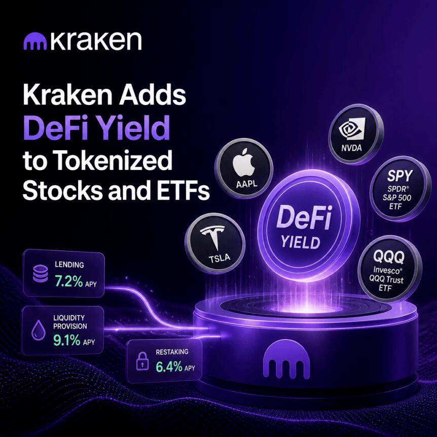 Kraken adds DeFi earnings functionality to tokenized stocks and ETFs