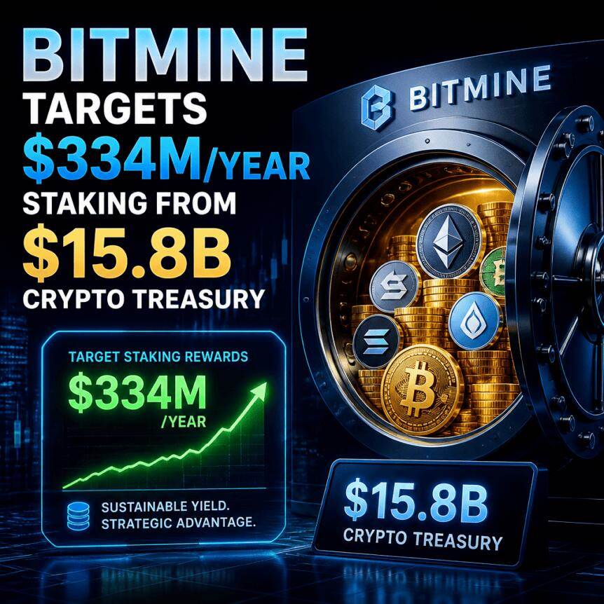 Bitmine aims to generate $334 million in annual pledge revenue from $15.8 billion in crypto vaults