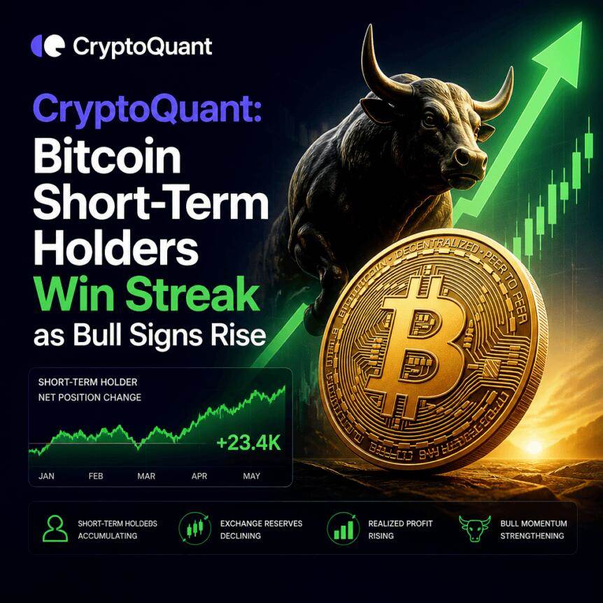 CryptoQuant：比特币短期持有者连胜，看涨信号增多