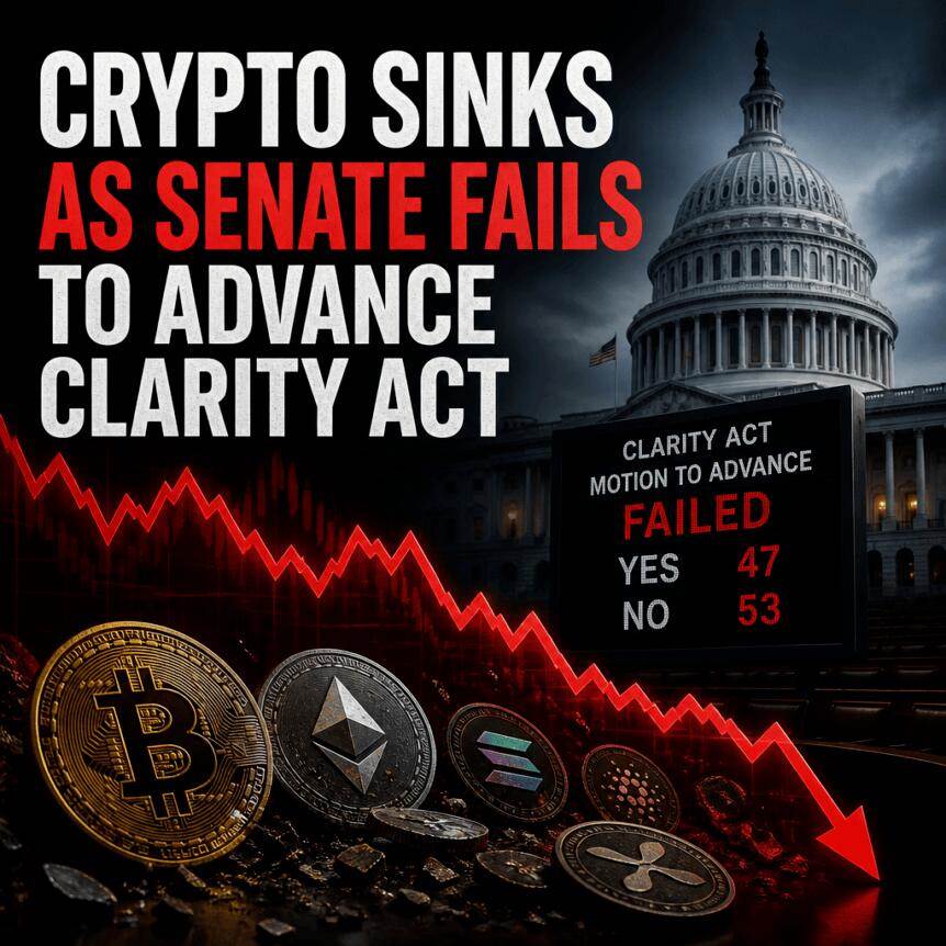 Senate fails to advance the Clarity Act, causing the crypto market to fall into recession