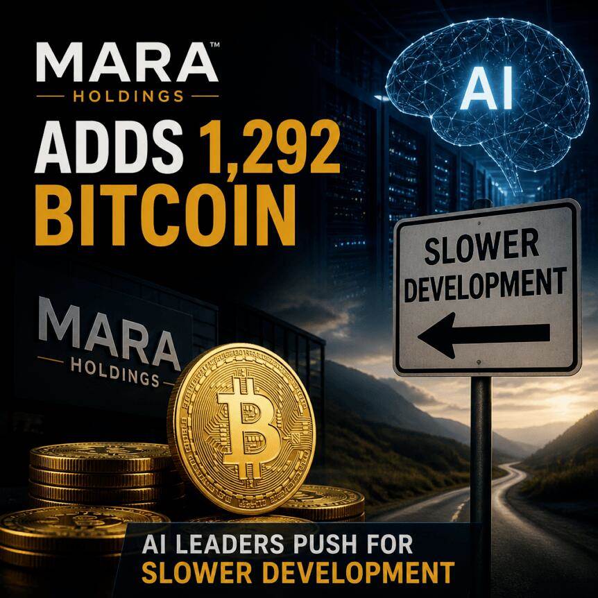 Mara Holdings adds 1,292 bitcoins, AI leaders call for slower development