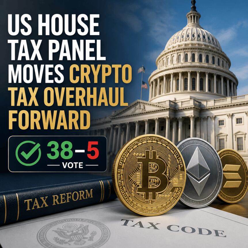 The U.S. House Taxation Committee voted 38 - 5 to advance the reform of the cryptocurrency tax syste