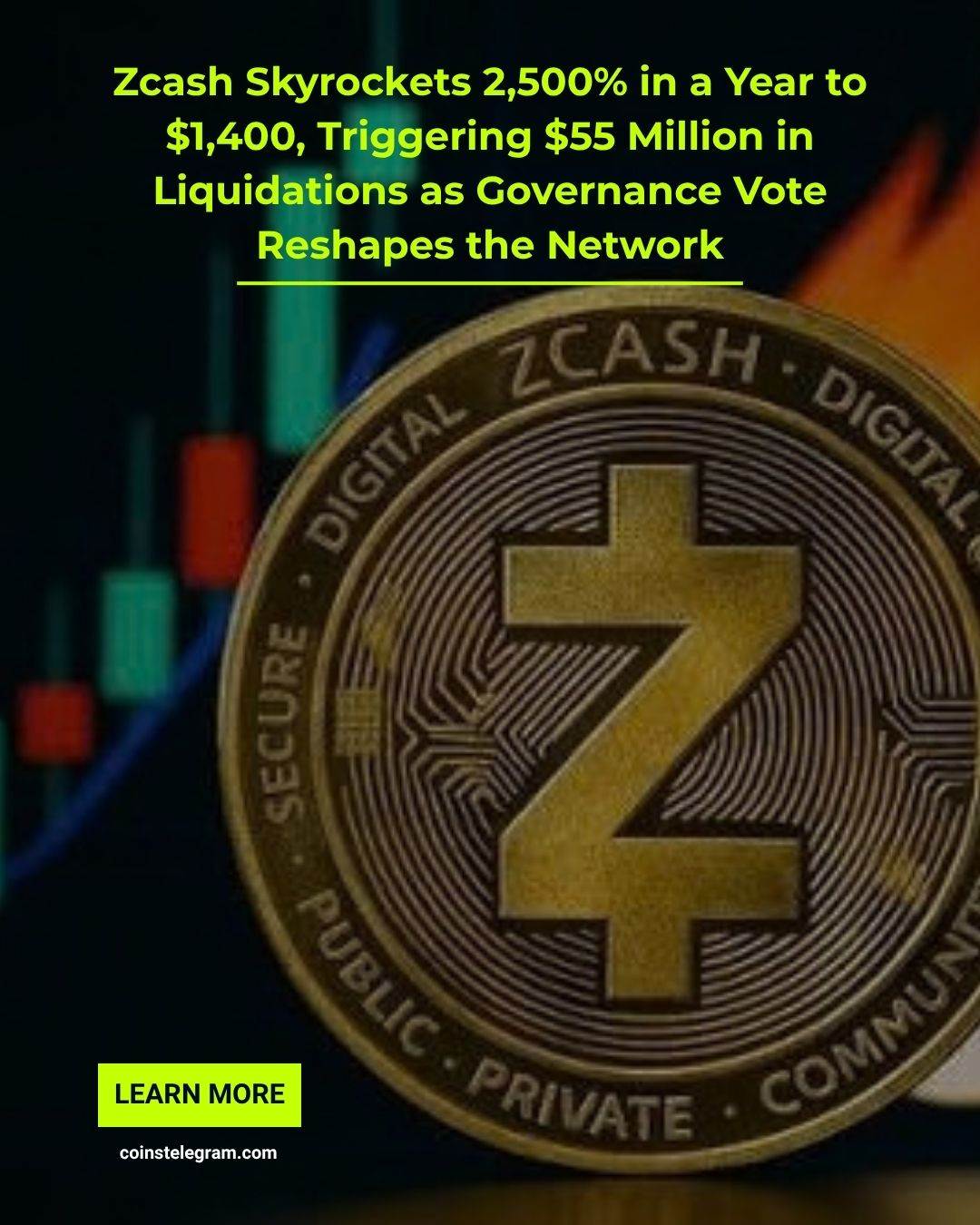 Zcash一年内暴涨2500%至1400美元，引发5500万美元清算，治理投票重塑网络