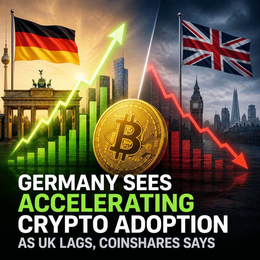 CoinShares称：英国滞后之际，德国加密货币采用率加速上升
